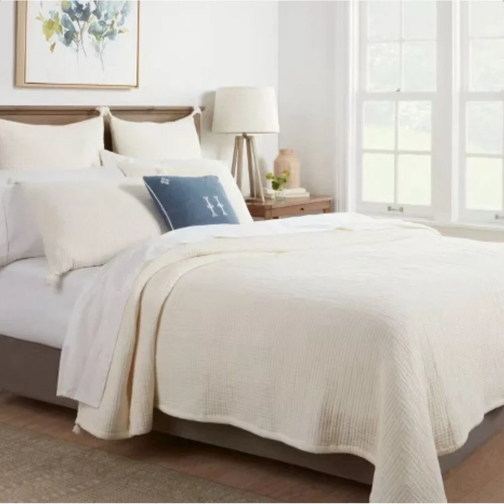 Double Cloth Quilt Cream - King Plus - Threshold